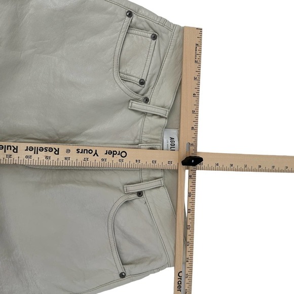 Agolde Los Angeles Women Recycled Leather 90s Pinch Waist Pant Solid taupe Sz 28 - Picture 9 of 16